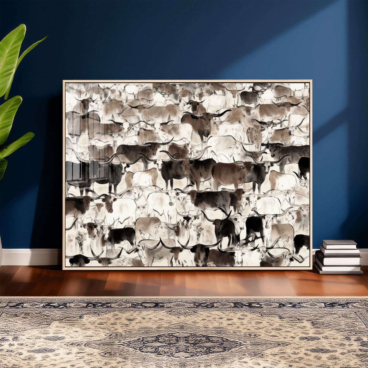 Abstract Texas Longhorn Print - Longhorn Herd Print for