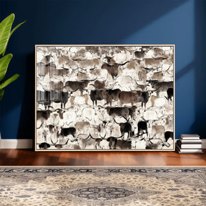 Abstract Texas Longhorn Print - Longhorn Herd Print for