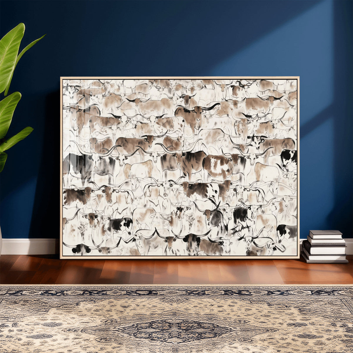 Abstract Texas Cow Canvas Print for Cabin and Western Home
