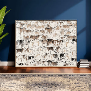 Abstract Texas Cow Canvas Print for Cabin and Western Home