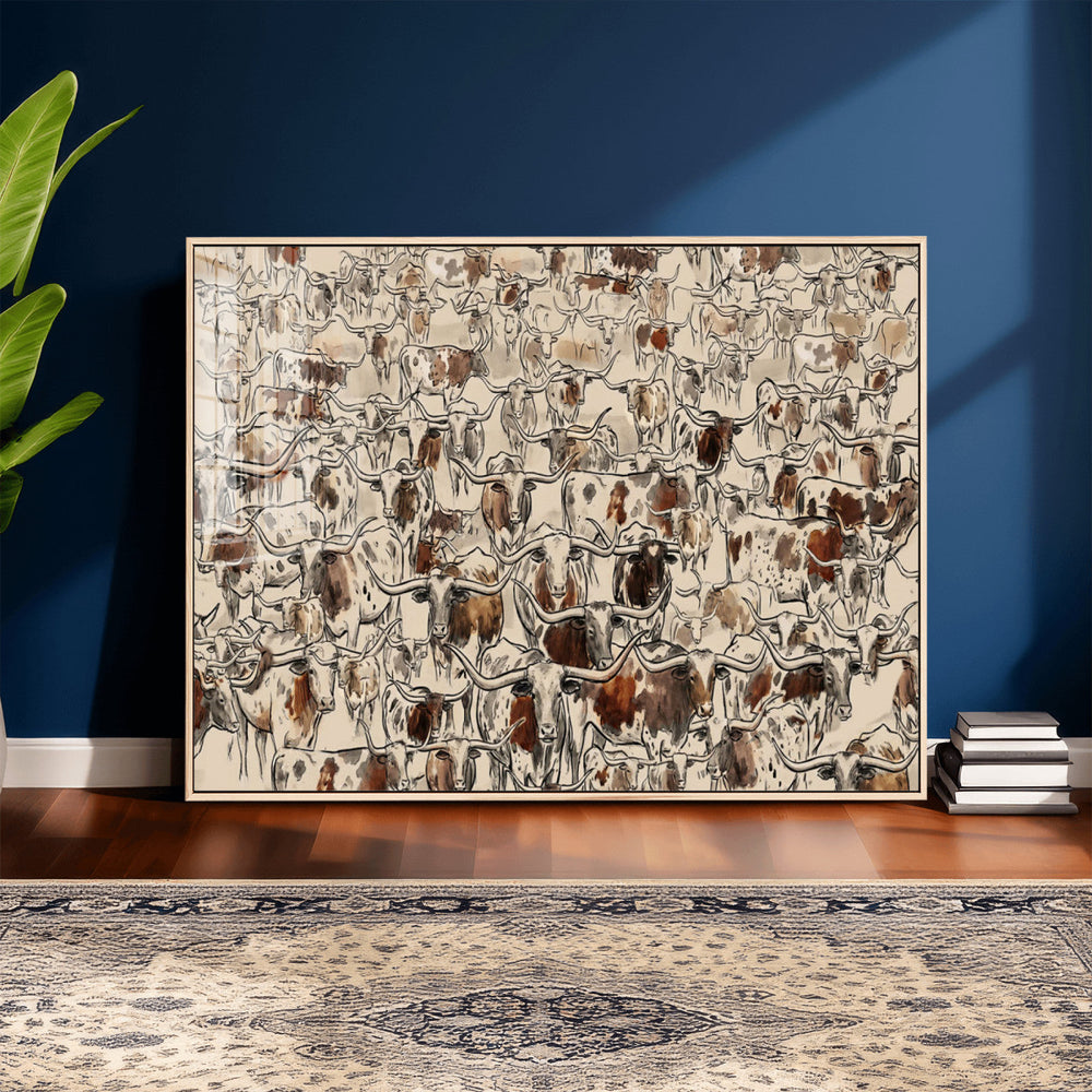 Abstract Longhorn Wall Art Canvas Print - Farm Animal