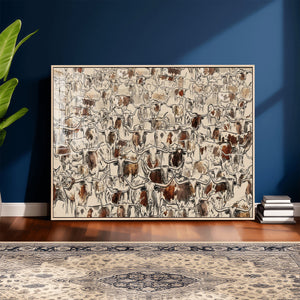 Abstract Longhorn Wall Art Canvas Print - Farm Animal