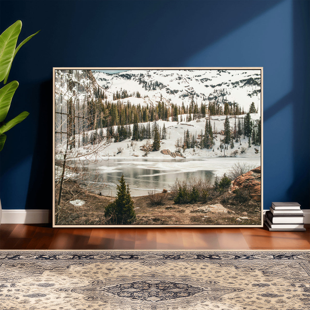Snowy Mountain Landscape Wall Art Canvas Print, Alpine Pine