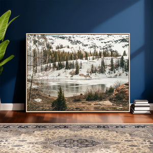 Snowy Mountain Landscape Wall Art Canvas Print, Alpine Pine