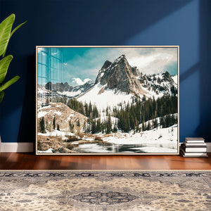 Snowy Mountain Wall Art Canvas Print, Alpine Pine Forest