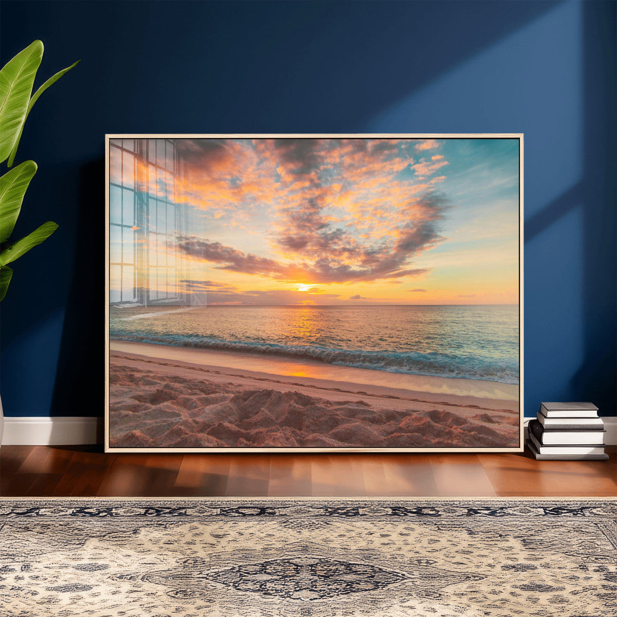 Sunset Beach Wall Art Canvas Print – Soft Coastal