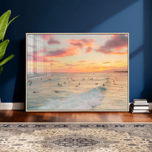 Sunset Beach Wall Art Canvas Print – Soft Coastal