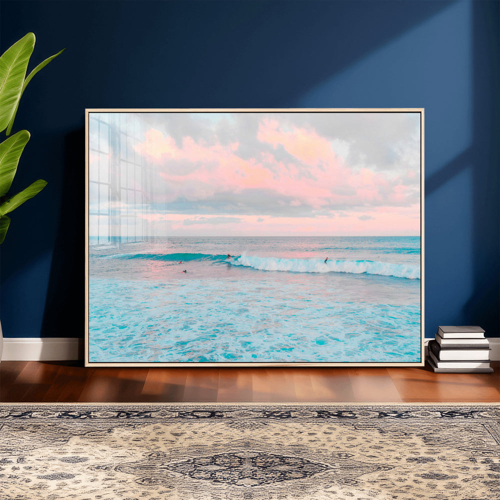 Ocean Wave Wall Art Canvas Print, Pastel Surf Seascape