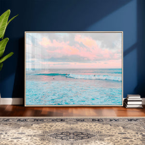 Ocean Wave Wall Art Canvas Print, Pastel Surf Seascape