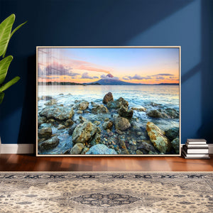 Mayon Volcano Seascape Wall Art Canvas Print, Tropical Ocean
