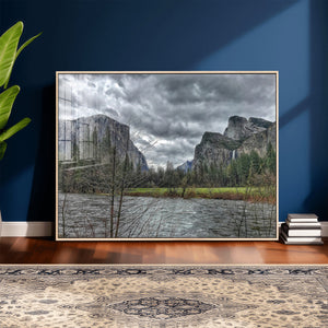 Yosemite Valley River Wall Art Canvas Print, Granite Cliffs