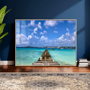 Caribbean Ocean Pier Seascape Wall Art Canvas Print,