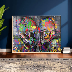 Graffiti Football Helmets Wall Art Canvas Print, Urban