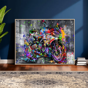 Graffiti Motorcycle Wall Art Canvas Print, Urban Street Art