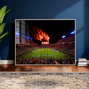 Auburn Stadium Wall Art Canvas Print, College Football Night