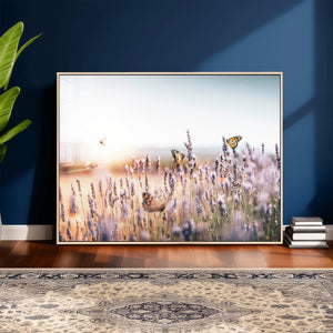 Lavender Field Wall Art Canvas Print, Butterfly Floral
