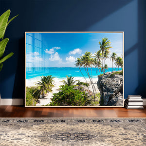 Tropical Beach Wall Art Canvas Print, Palm Tree Ocean