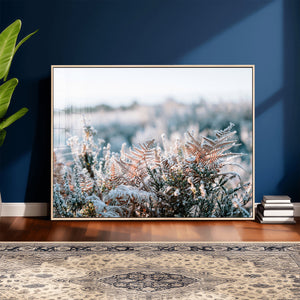 Frosted Fern Wall Art Canvas Print, Soft Winter Botanical