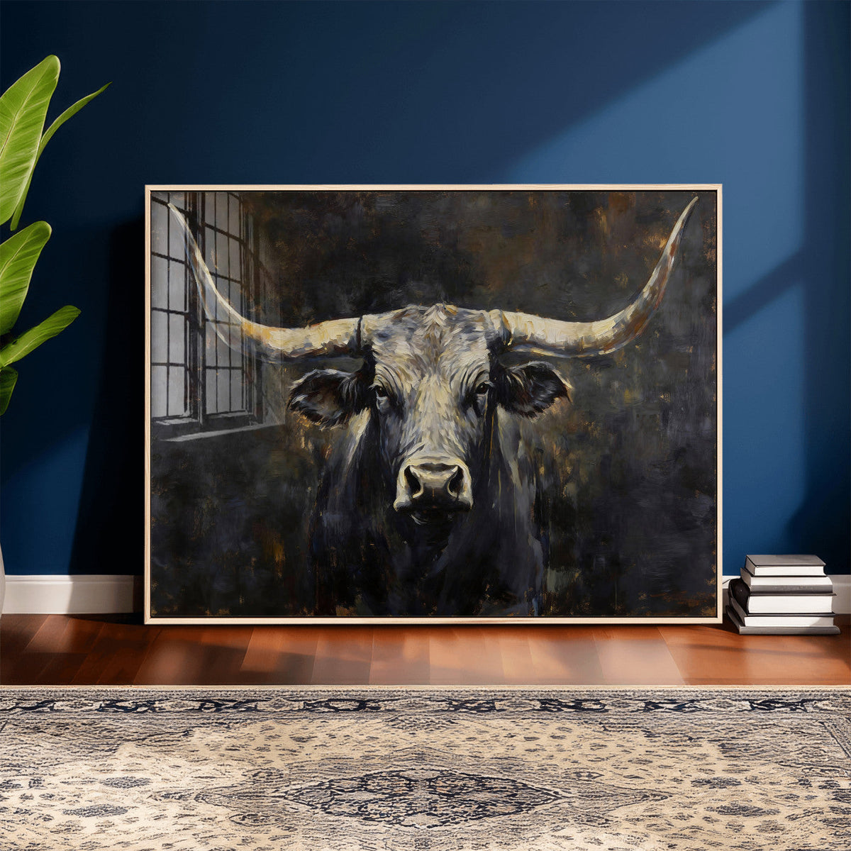 Rustic Longhorn Bull Wall Art Canvas Print – Vintage Western