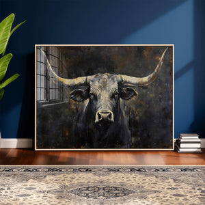 Rustic Longhorn Bull Wall Art Canvas Print – Vintage Western
