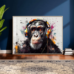 Dj Monkey Wall Art Canvas Print – Colorful Pop Art Banksy