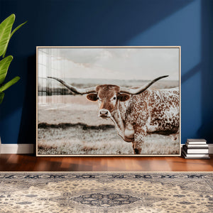 Texas Longhorn Bull Rustic Wall Art Canvas Print