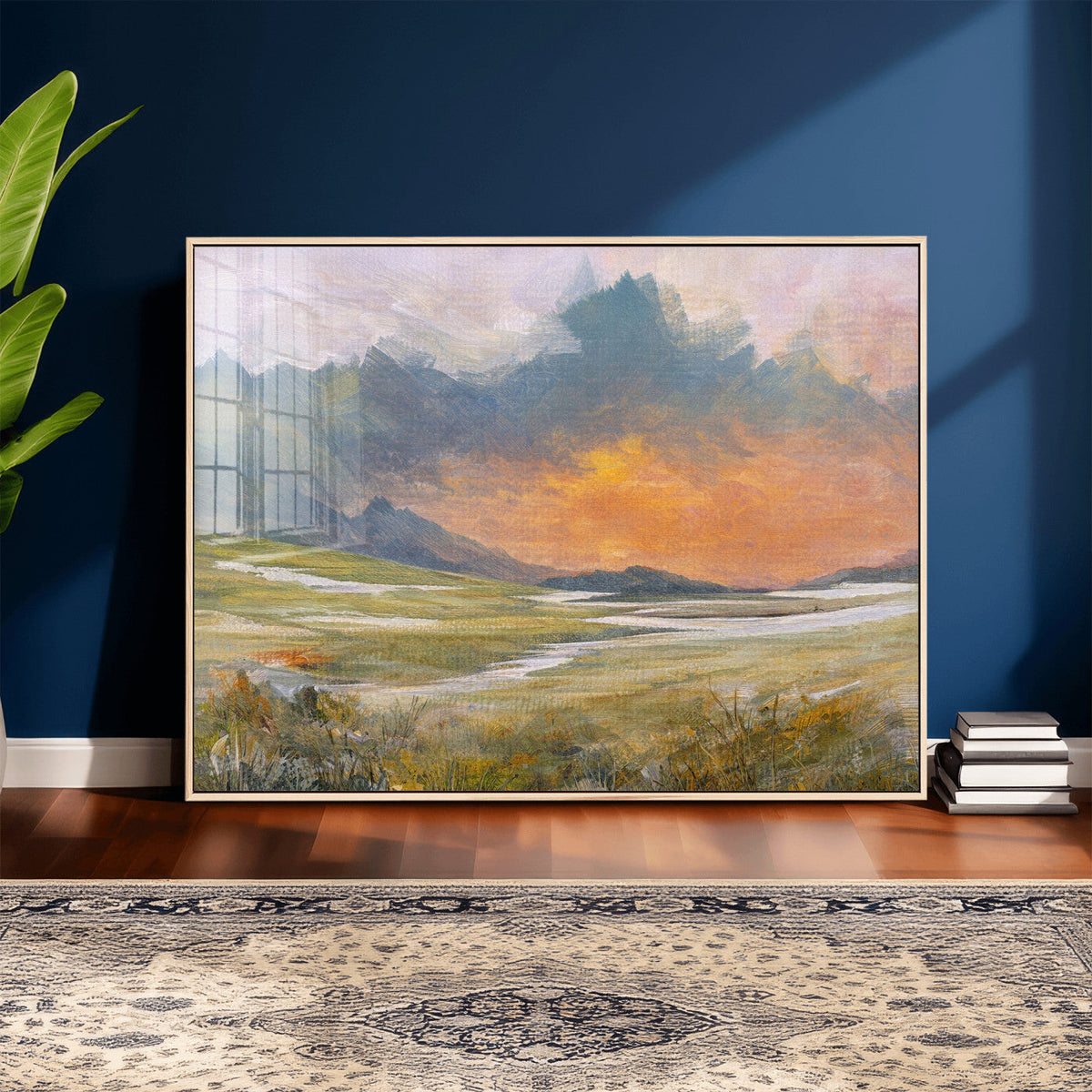 Mountain Sunset Wall Art Canvas Print Vintage Landscape