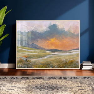 Mountain Sunset Wall Art Canvas Print Vintage Landscape