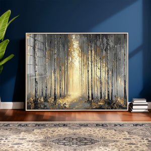 Abstract Birch Forest Wall Art Canvas Print – Modern Neutral