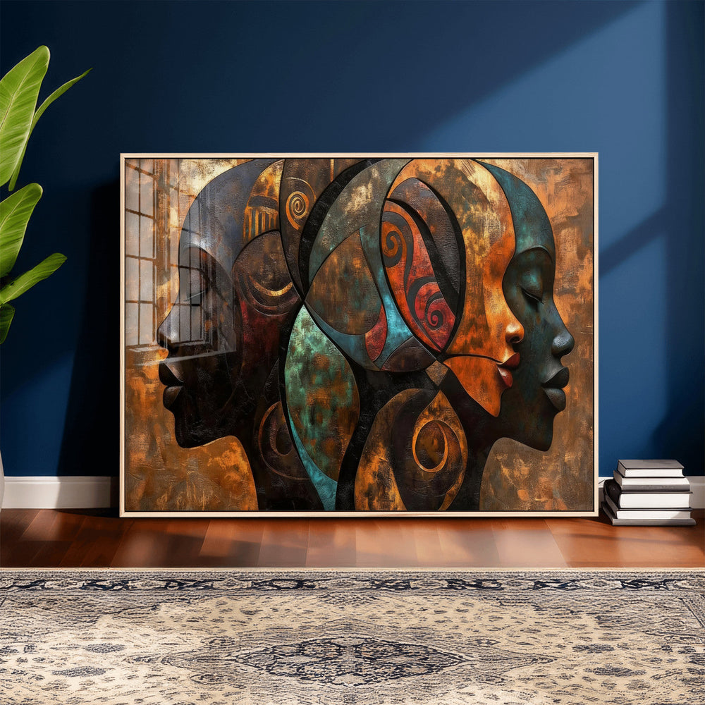 Abstract Afro American Women Wall Art Canvas Print