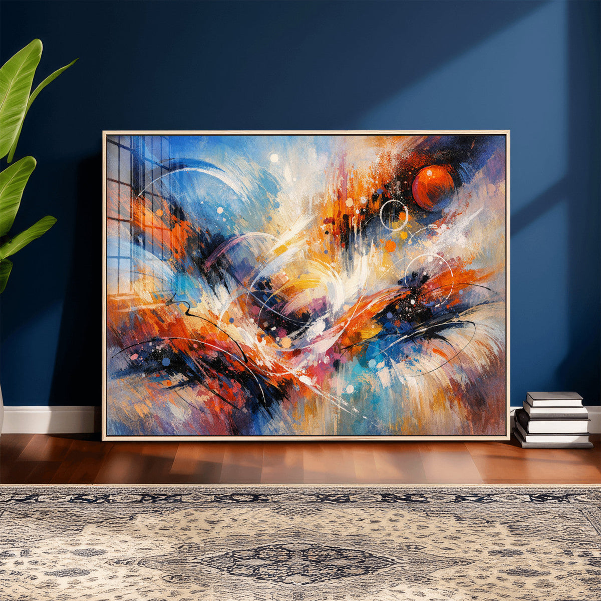 Lyrical Abstraction Wall Art Canvas Print, Orange Blue