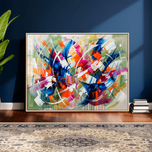Geometric Abstract Wall Art Canvas Print, Orange Blue