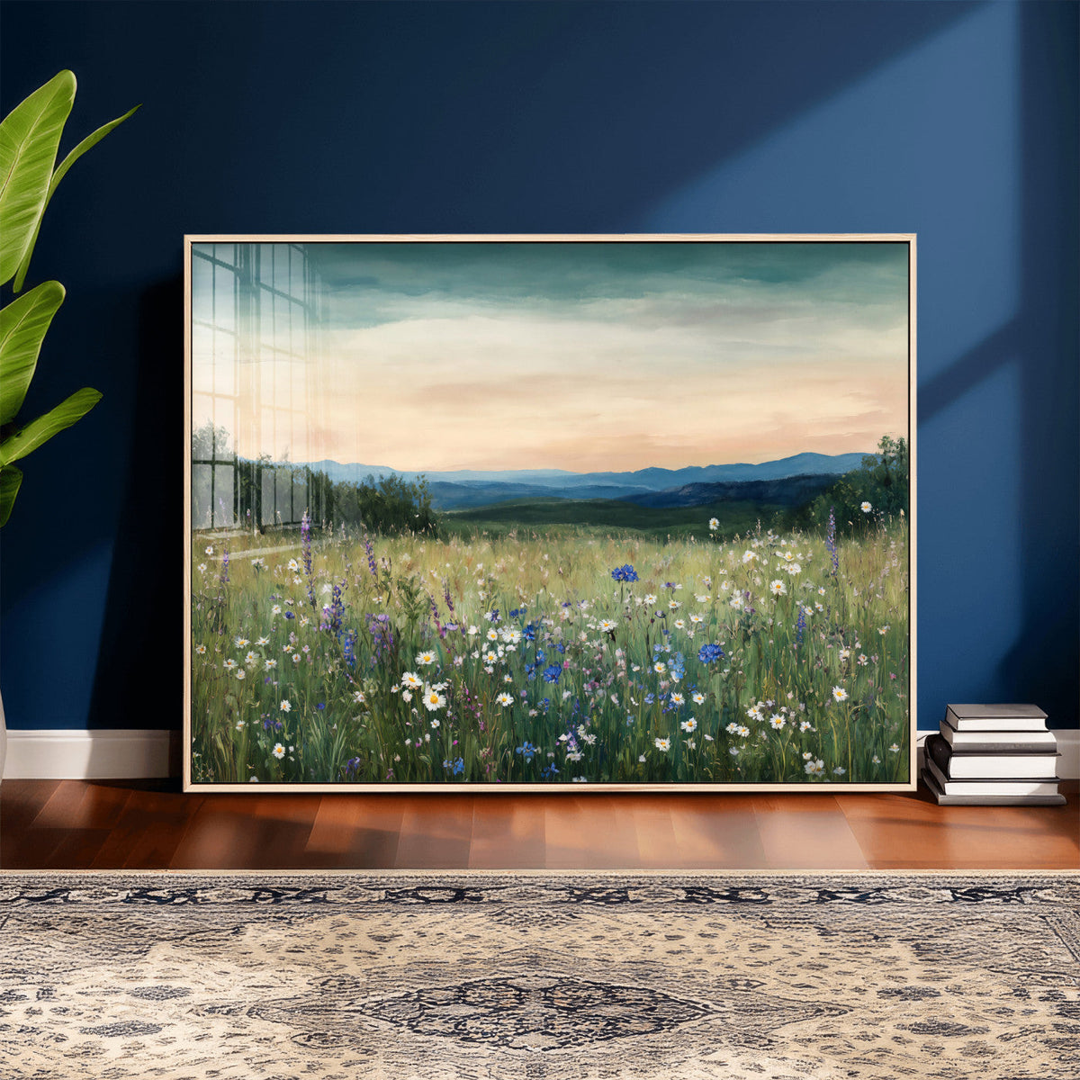 Wildflower Meadow Oil Painting Canvas — Daisy Lavender