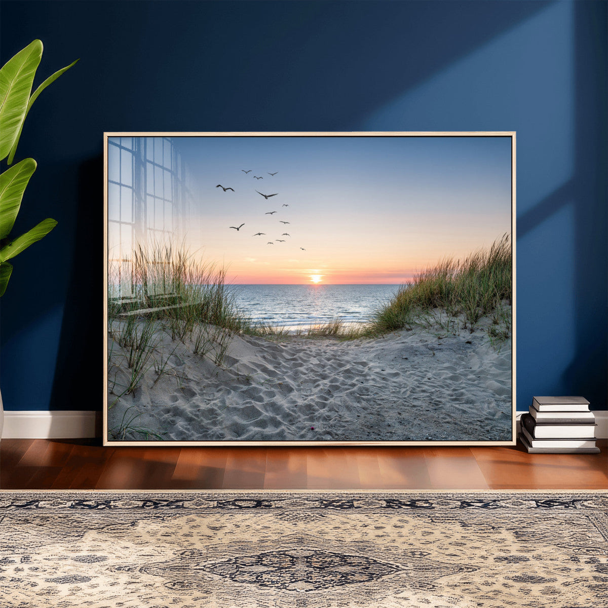 Sandy Dune Path Sunset Canvas Wall Art — Seagulls Beach