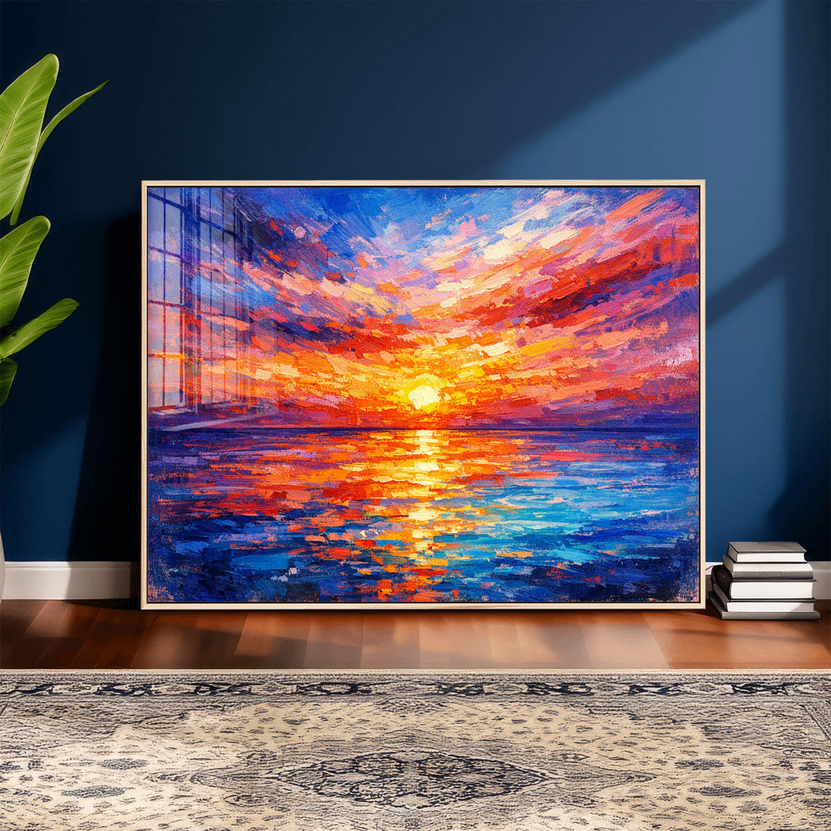 Colorful Knife Ocean Sunset Canvas — Orange Pink Teal