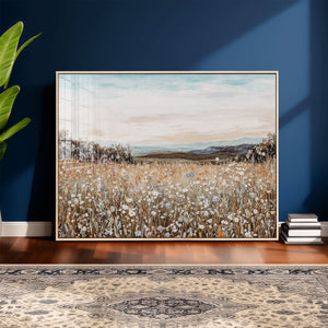 Neutral Wildflower Field Canvas Wall Art — Beige Earth Tone