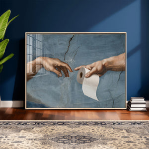 Funny Bathroom Canvas Wall Art, Michelangelo Creation of