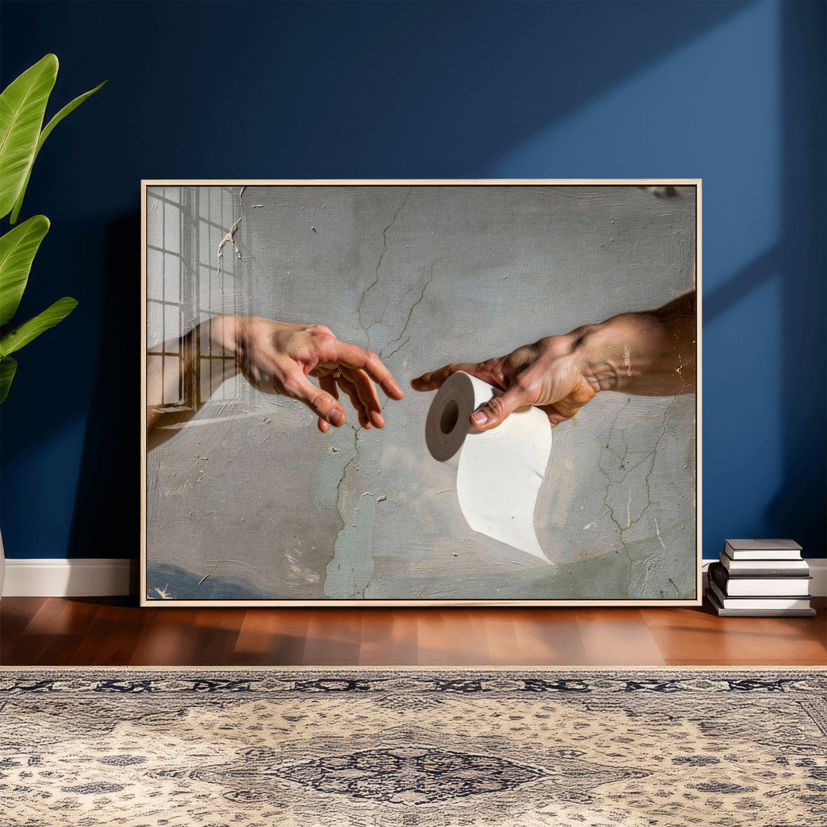 Funny Bathroom Wall Art Canvas, Creation of Toilet Paper