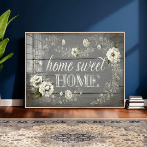 Home Sweet Home Wall Art Canvas Print, Floral Farmhouse