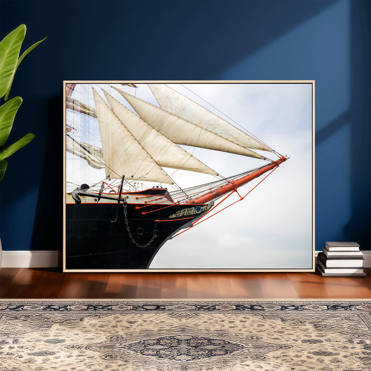 Sailboat Wall Art Canvas Print, Vintage Ship Bow Framed