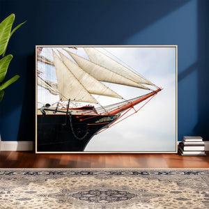 Sailboat Wall Art Canvas Print, Vintage Ship Bow Framed