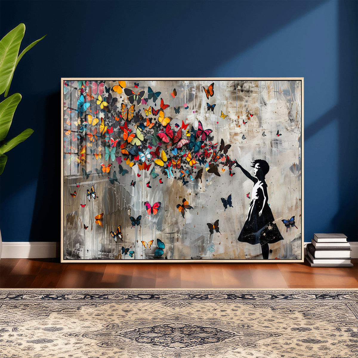 Banksy Wall Art - Banksy Girl and Butterfly Explosion Wall