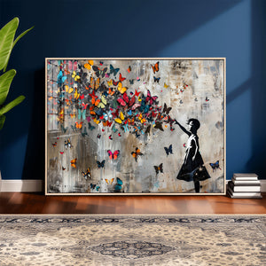Banksy Wall Art - Banksy Girl and Butterfly Explosion Wall