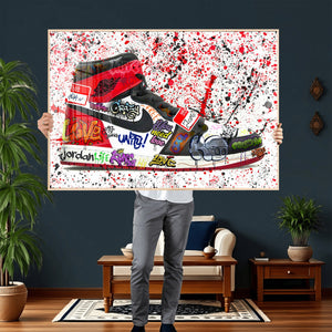 Jordan Shoes Graffiti Wall Art Canvas Print- Jordan Graffiti