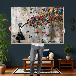 Banksy Butterfly Girl Wall Art – Modern Graffiti Canvas
