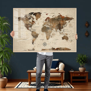 World Map Canvas Print – Framed Detailed Map of the World