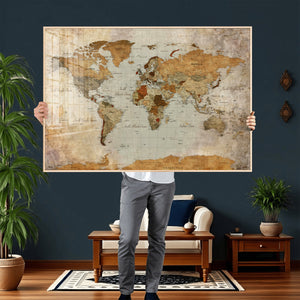 World Map Canvas Print – Detailed Map of the World Wall Art
