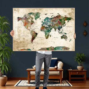 World Map Canvas Print – Framed Detailed Map of the World
