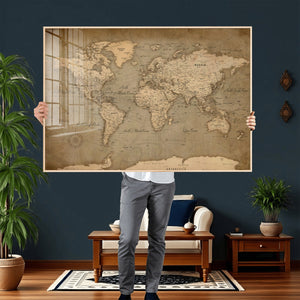 World Map Canvas Print – Framed Travel Map Wall Art for