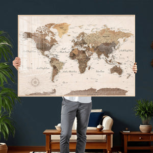 World Map Canvas Print – Framed Detailed Map of the World